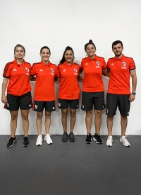 Yasmn Roston (PF), Jimena Tello (APF), Daniela Daz (DT Primera Divisin), Stefana Fontn (DT Divisin Reserva) y Toms Mango (ayudante de campo).