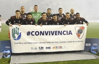 Los jugadores de River, antes del partido frente a Vélez por la octava fecha de la Liga Profesional.