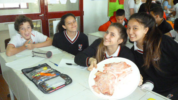 Una clase de sptimo grado en el laboratorio